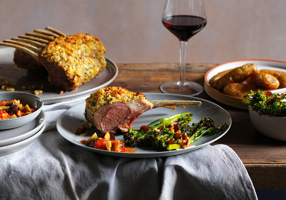 Pinenut and rosemary crusted lamb racks